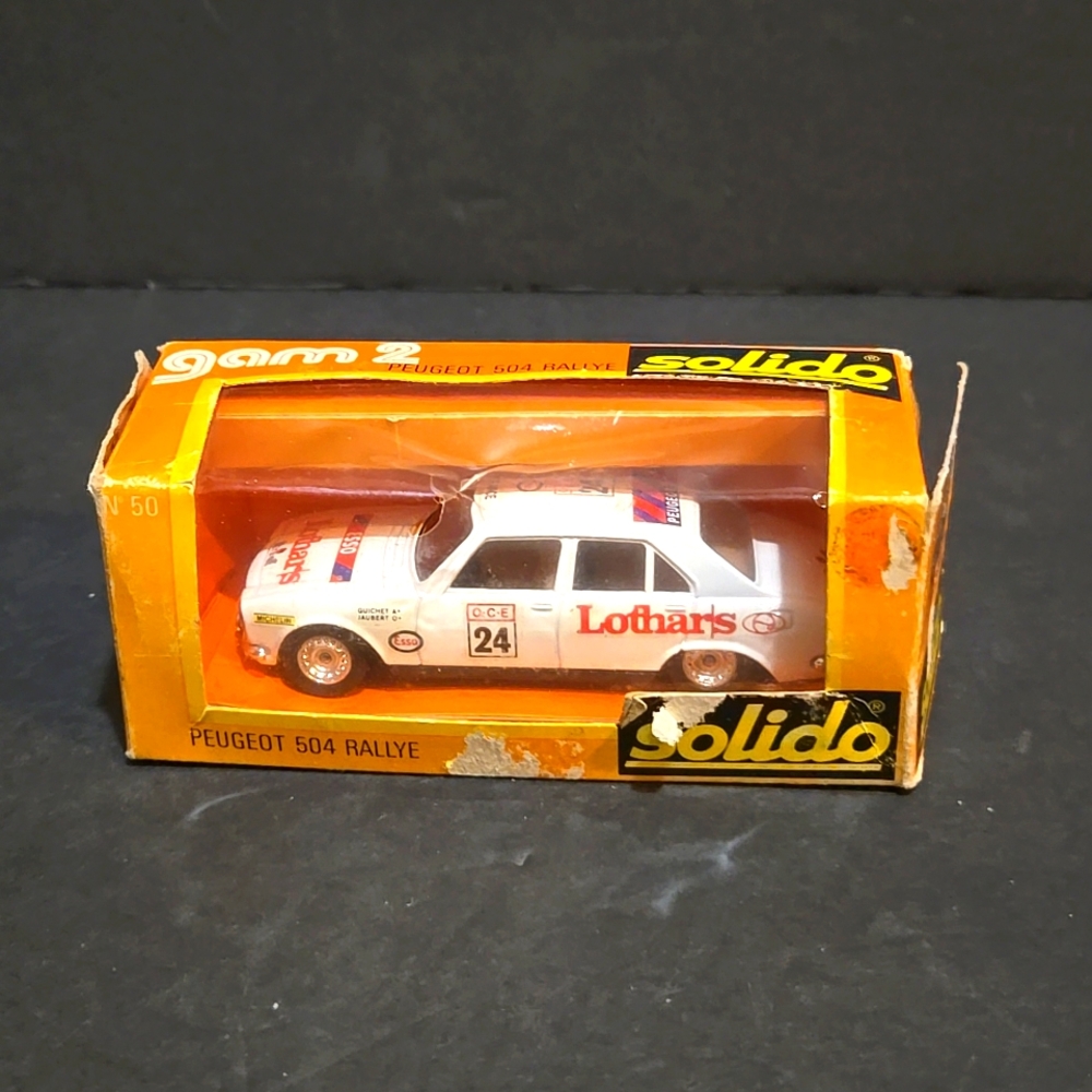 RARE SOLIDO FRANCE #50 PEUGEOT 504 RALLYE 1.43 SCALE BOXED CAR